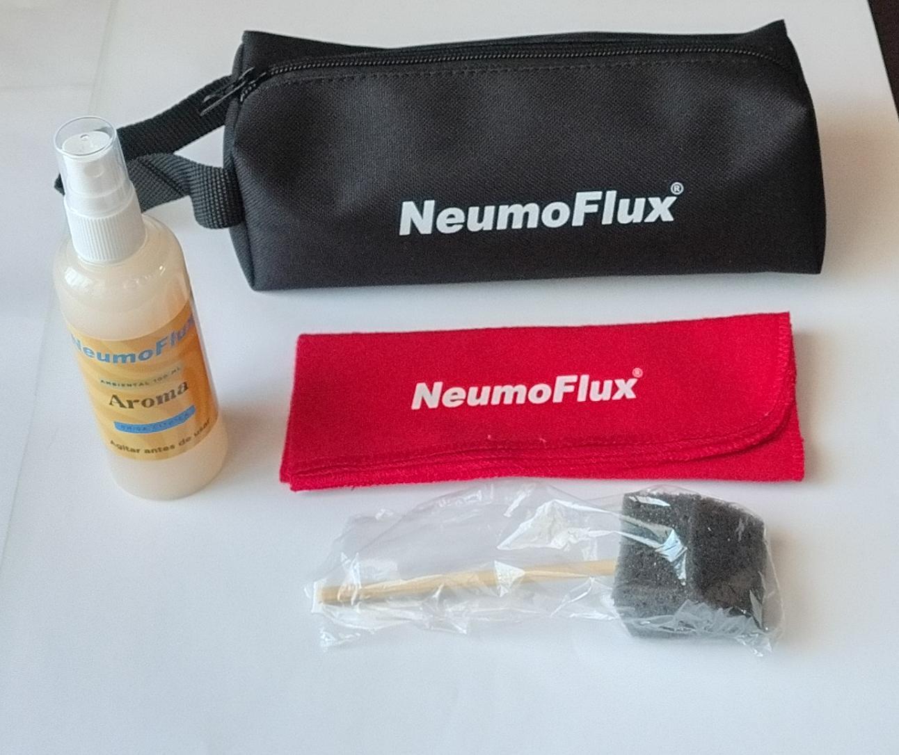 Kit wellness NeumoFlux personalizado — maletín, toalla y spray con logo de empresa