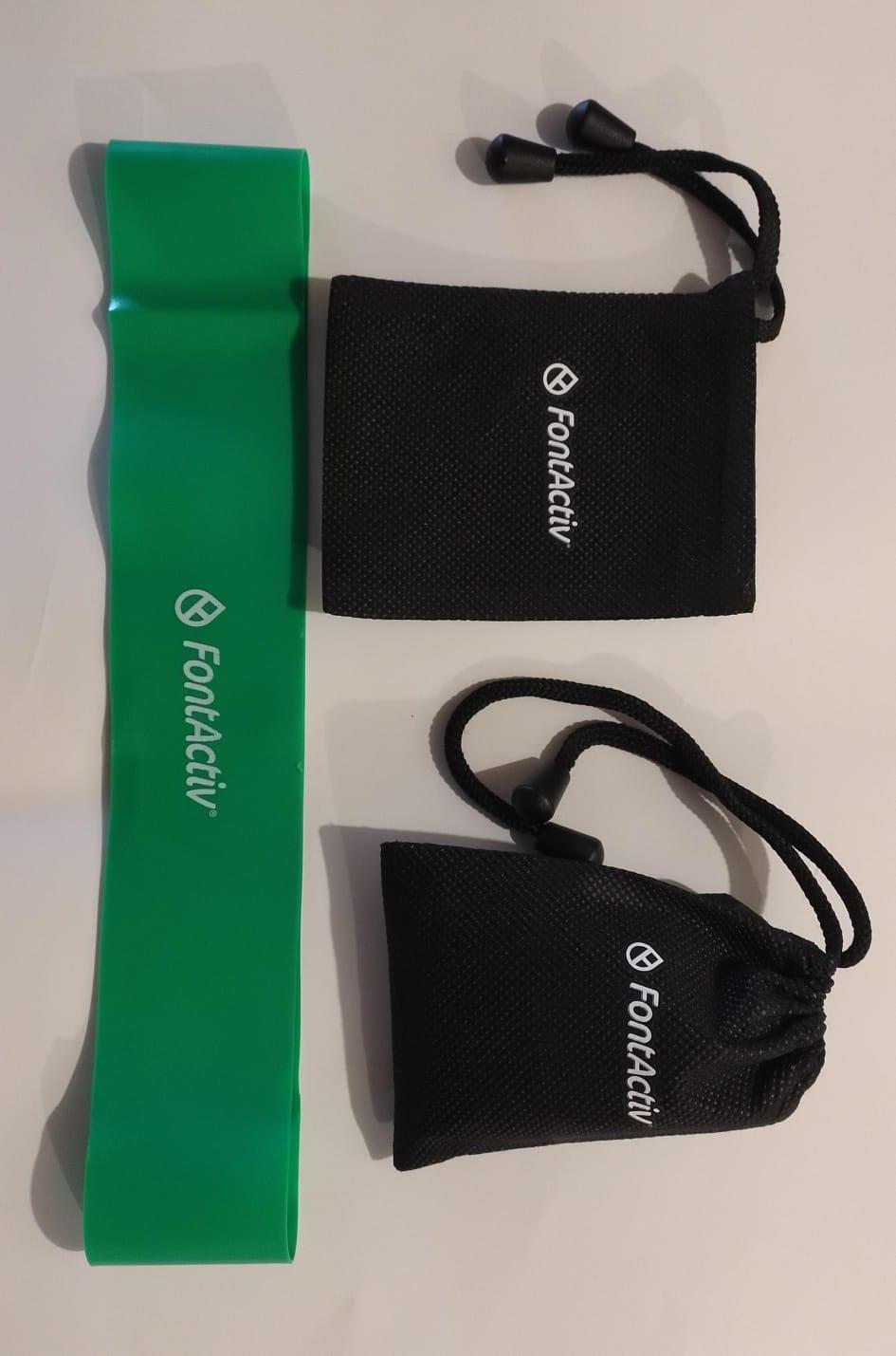 Banda fitness y bolso deportivo FontActiv personalizados con logo de empresa