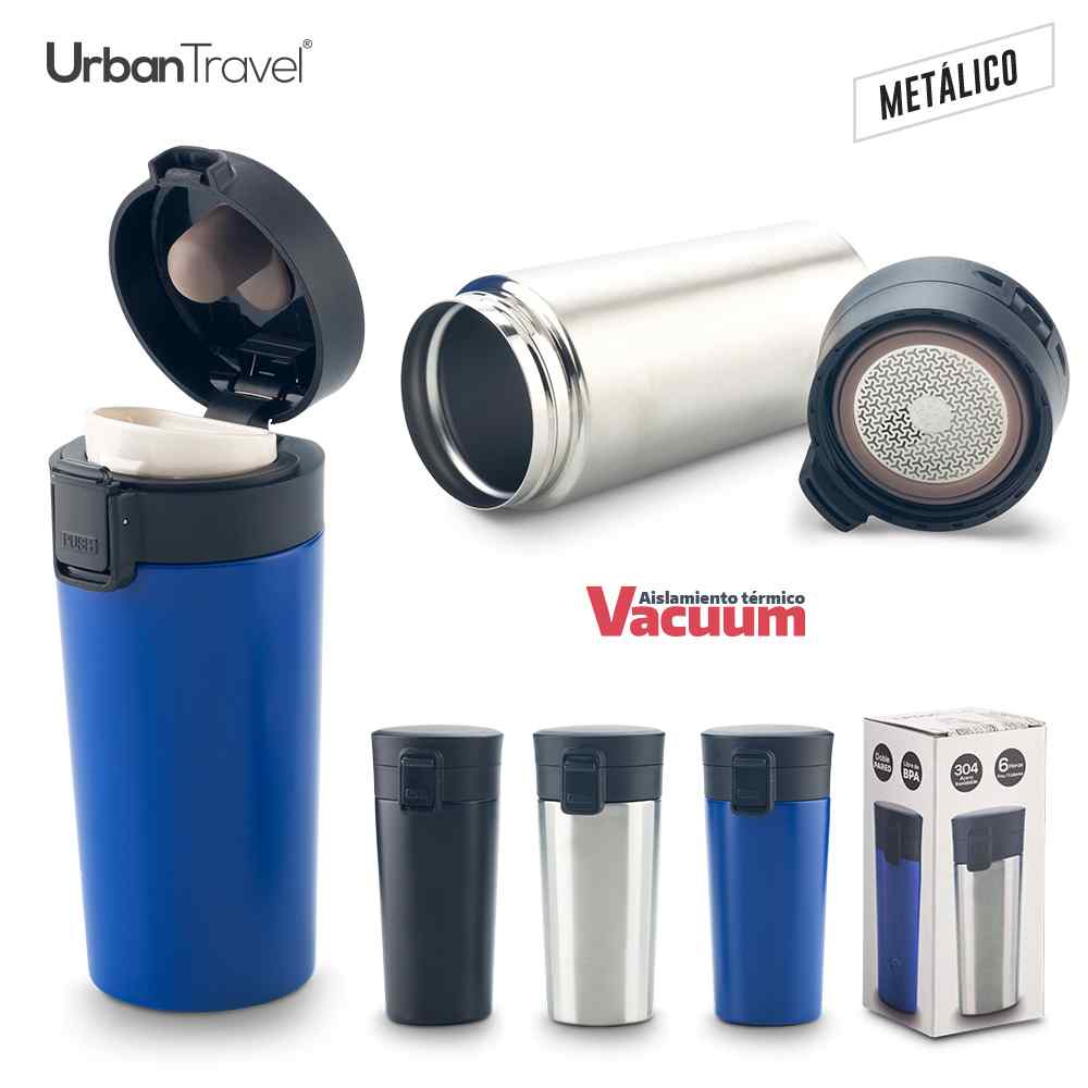Mug Metalico Doble Pared Coffe Urban Travel 380ml - miniatura 4