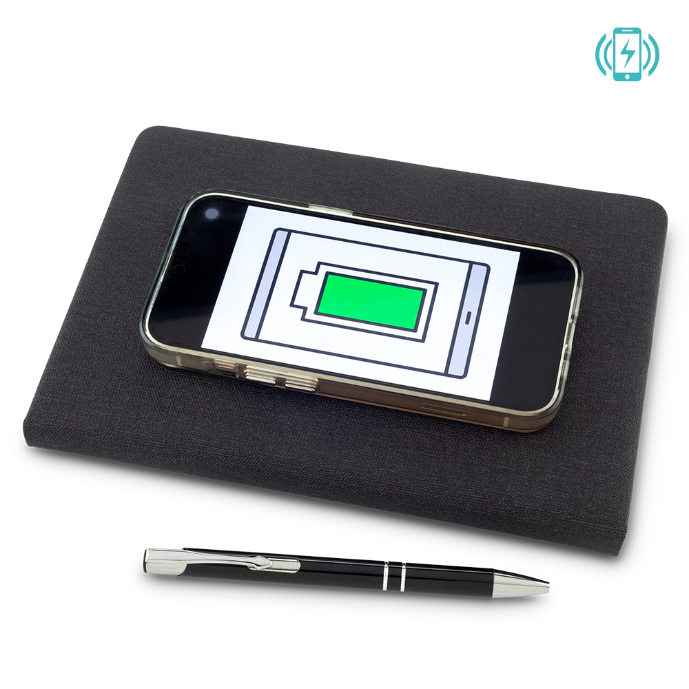 Cargador Inalambrico Con Libreta Y Boligrafo